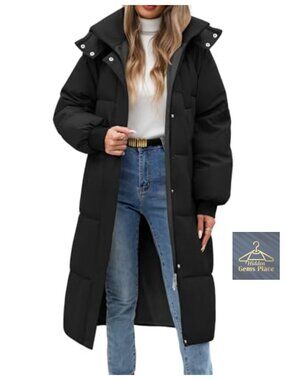 Women's Long Quilted Puffer Coat Hooded Winter Jacket